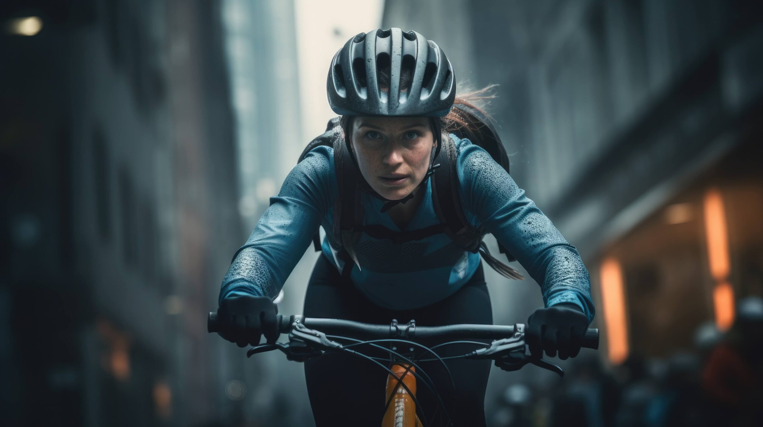 Mujer ciclista demostrando la energía y vitalidad proporcionadas por la maca.